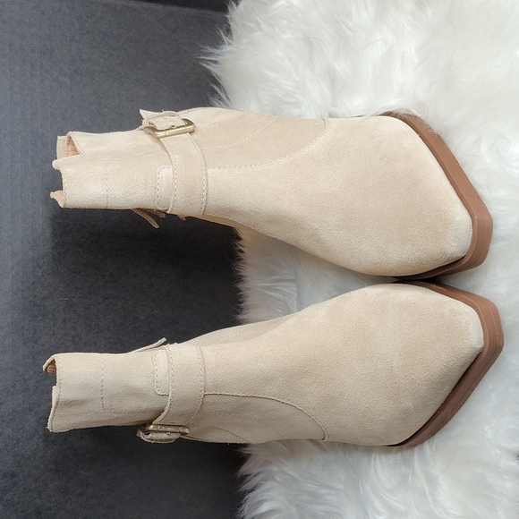 ANTONIO MELANI Ankle Boots Bootie Leather Suede Block Heel Shoes Size 11 - Picture 7 of 10